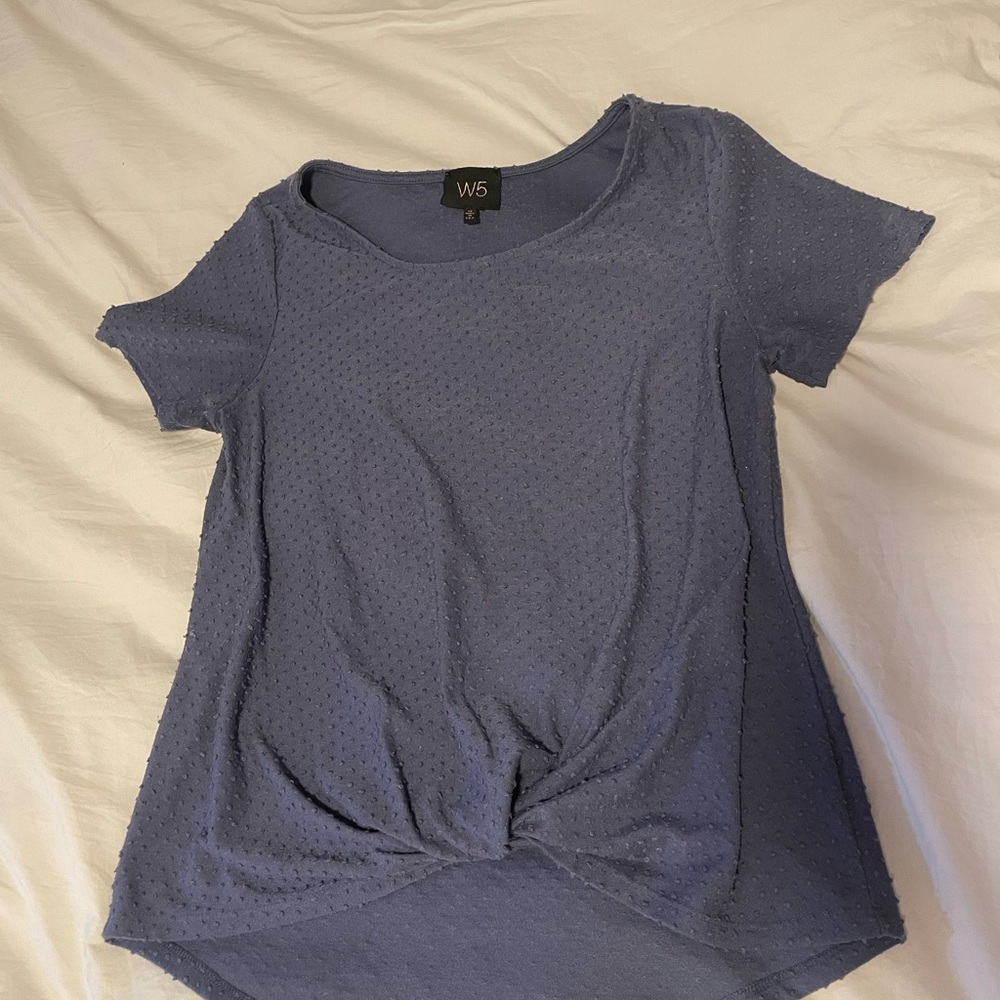 W5 Women's Short Sleeve Blue Knot Top